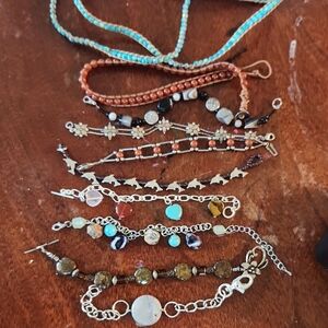 Silvertone Stone Bracelets